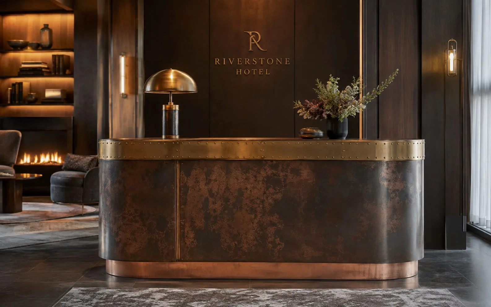 Metal reception desk