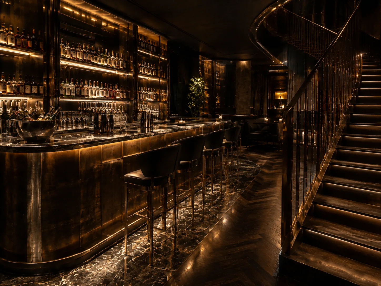 Custom metal bar fabrication for a premium hospitality interior